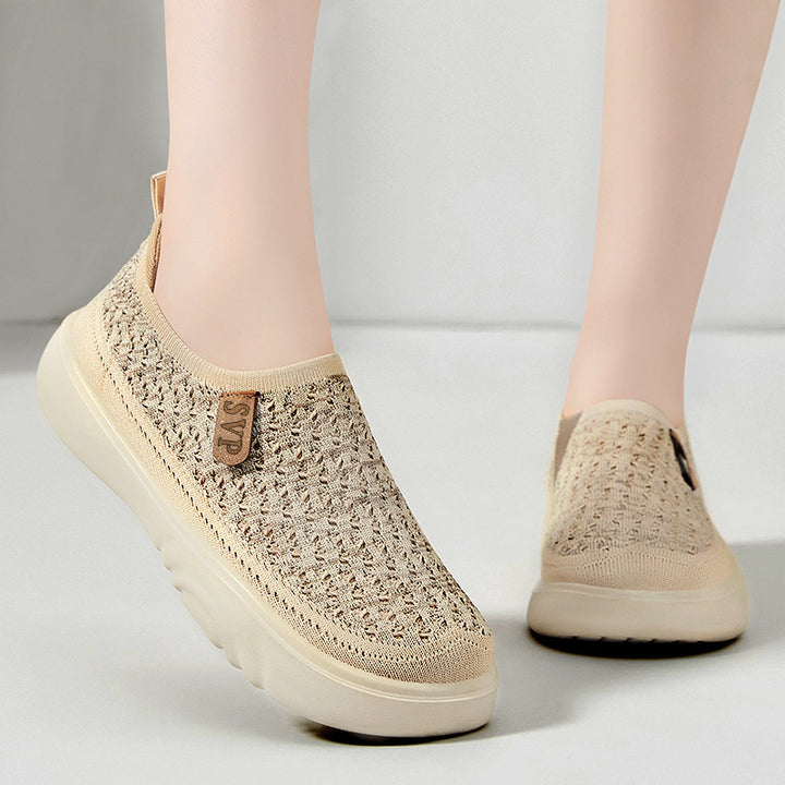 Damen nan gestrickter Slip-On Sneaker im sockenähnlichen Design mit atmungsaktivem Obermaterial und gepolsterter Komfortsohle Drune