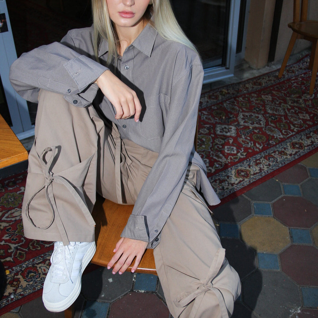 Damen Langarmshirt mit lässigem Schnitt und Binde-Details Drune
