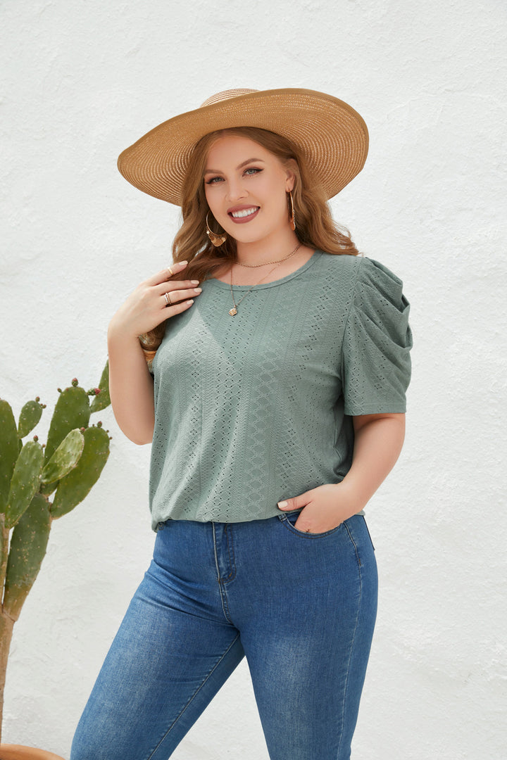 Damen Elegantes Blusenshirt mit Puffärmeln und Strukturmuster Drune