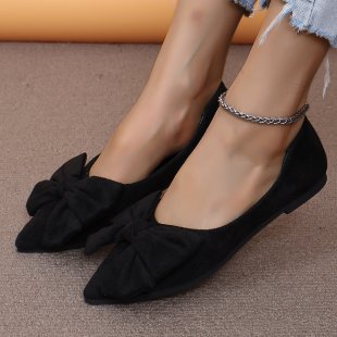 Damen nan spitze Ballerina-Slipper mit dekorativer Schleife und gepolstertem Komfortfußbett Drune