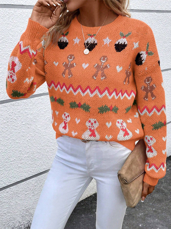 Damen festlicher Strickpullover mit verspieltem Weihnachtsmotiv Drune