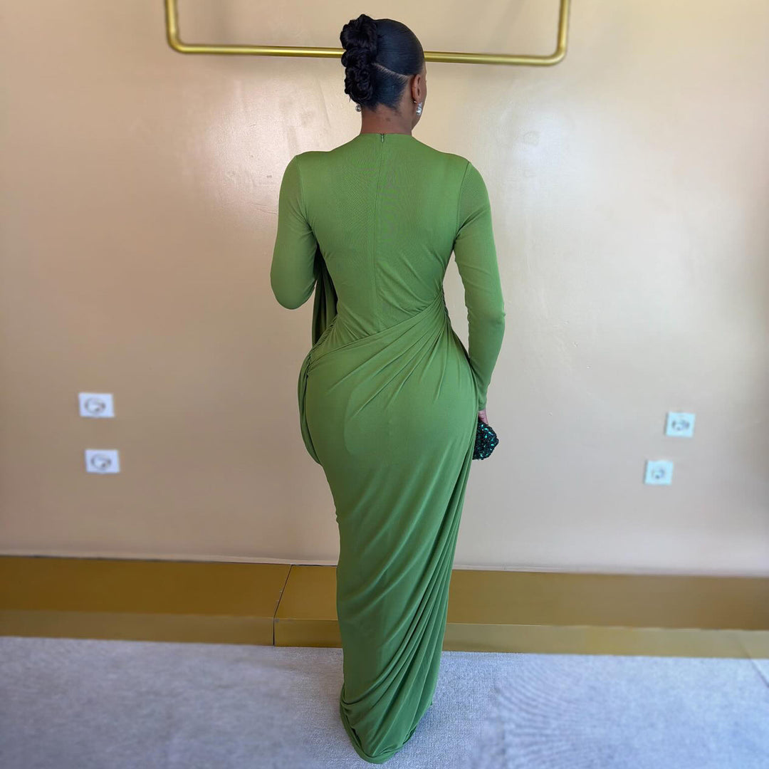 Damen Maxikleid mit innovativem Drapé und figurbetontem Schnitt Drune