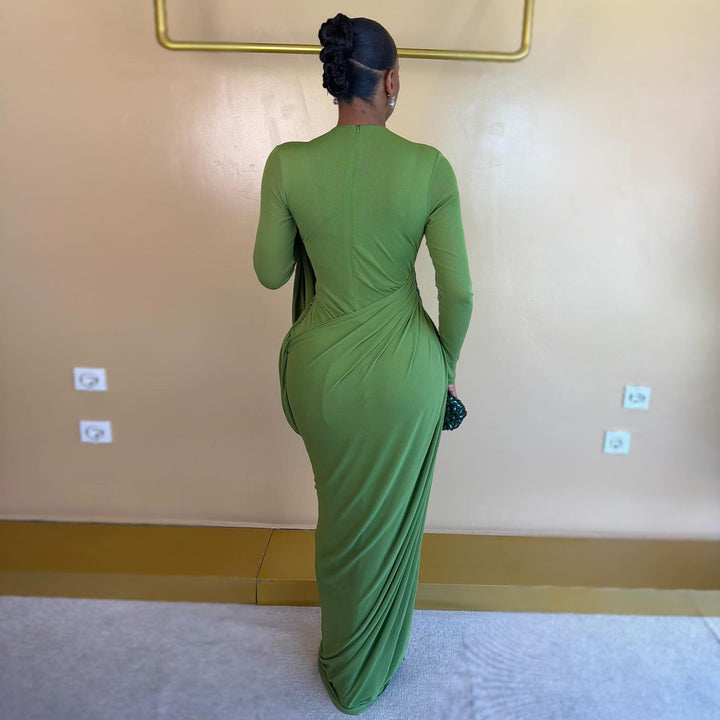 Damen Maxikleid mit innovativem Drapé und figurbetontem Schnitt Drune