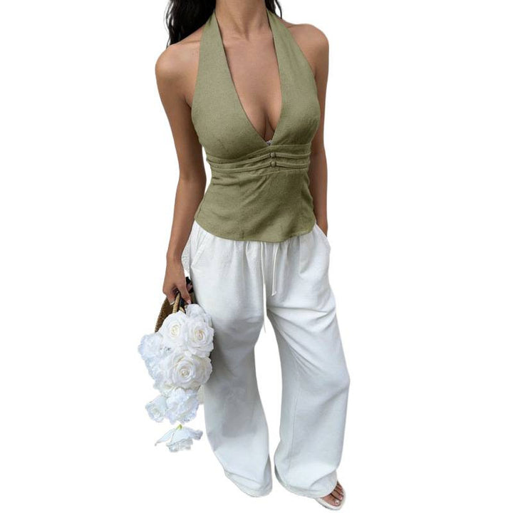 Damen elegantes und tailliertes Bustier-Top mit tiefem V-Ausschnitt Drune