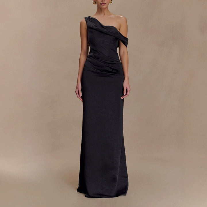 Damen Elegantes asymmetrisches Maxikleid mit raffinierter Drapierung Drune