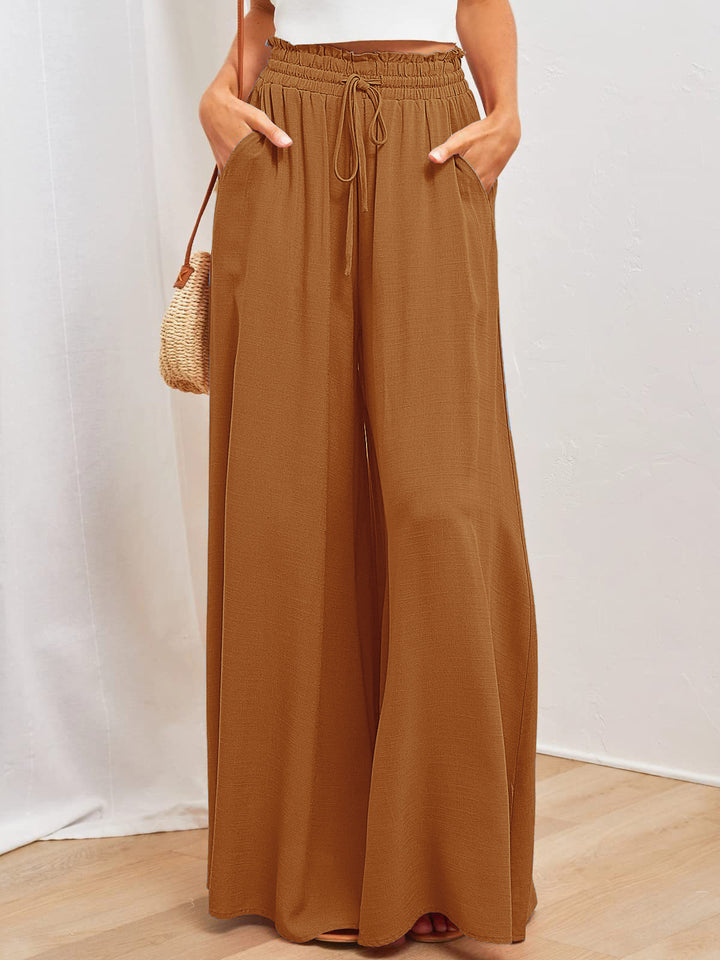 Damen Weite Palazzo-Hose mit elastischem Bund und praktischen Taschen Drune