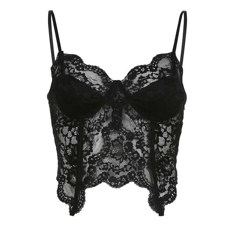 Damen Spitzen-Bustier mit floralem Design und verstellbaren Trägern Drune