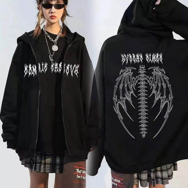 Damen Kapuzenjacke mit auffälligem Gothic-Design und bequemer Passform Drune