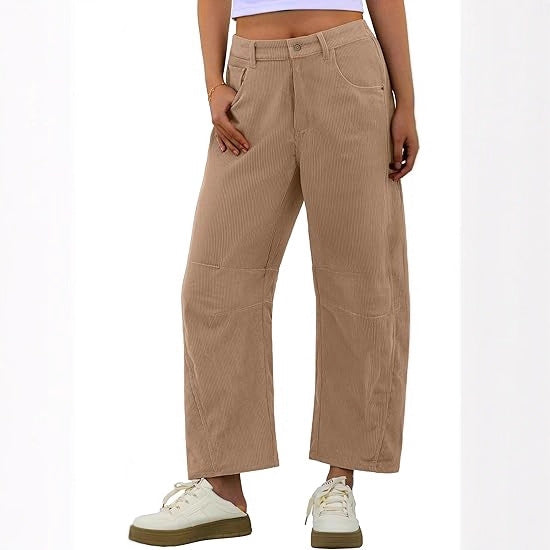 Damen Weite Cordhose mit seitlichen Eingrifftaschen Drune