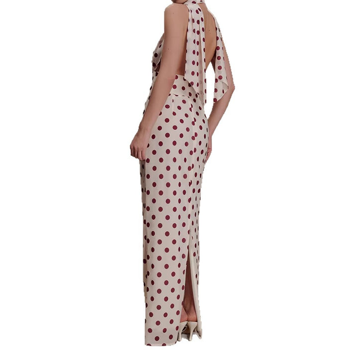 Damen Halter-Maxi-Kleid mit klassischen Punkten Drune