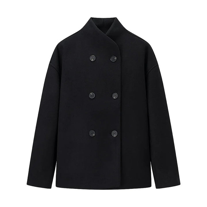 Damen elegante Winterjacke mit doppelter Knopfleiste und Stehkragen Drune