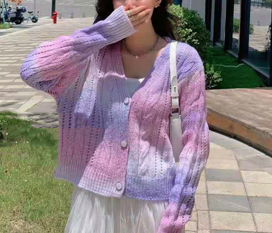 Drune | Strickjacke Gestrickt Bequeme Passform Voluminöse Ärmel Zopfmuster