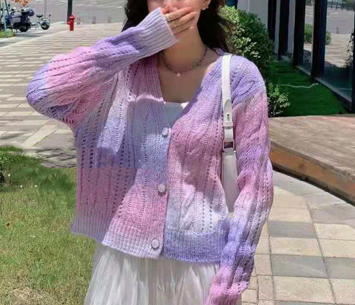 Drune | Strickjacke Gestrickt Bequeme Passform Voluminöse Ärmel Zopfmuster
