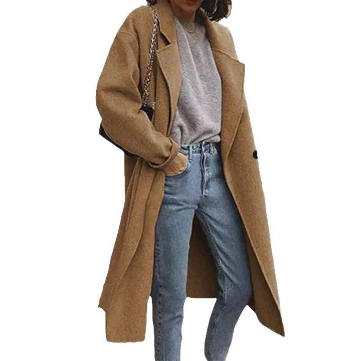 Damen Oversized Wollmantel mit klassischem Revers und modischem Schnitt Drune