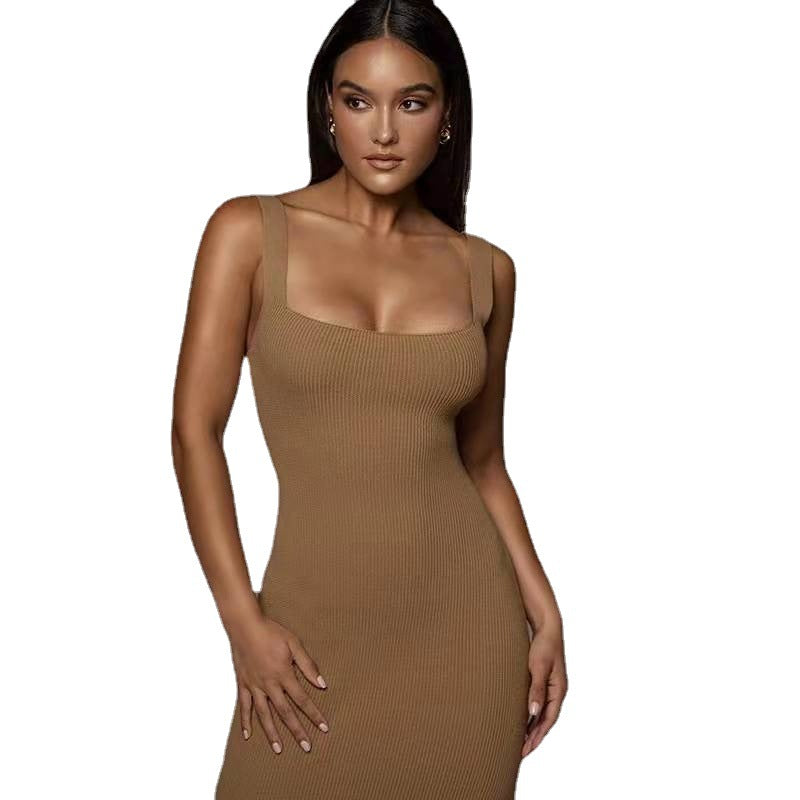 Damen Langärmliges Knielanges Strickkleid Drune
