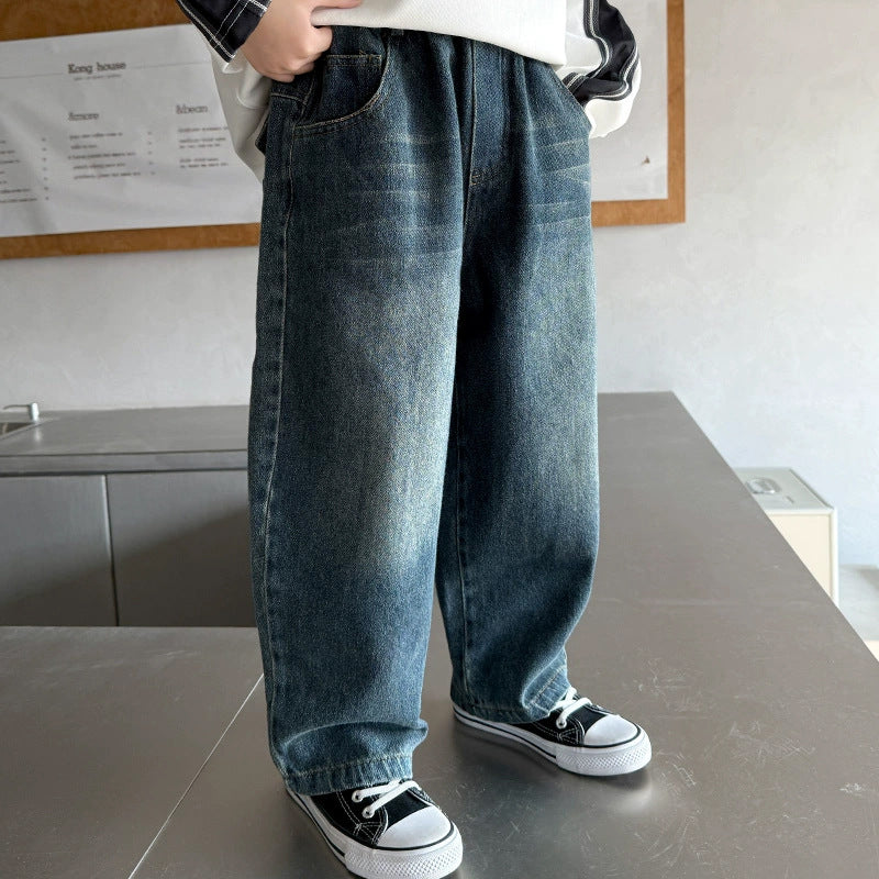 Herren weite Denim-Hose mit einzigartigem Vintage-Waschung Drune
