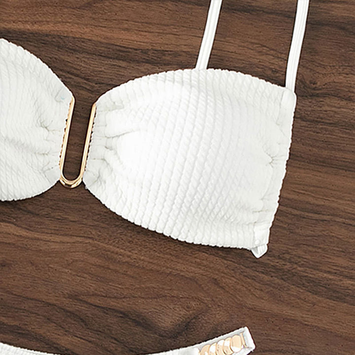Damen Bandeau-Bikini mit strukturiertem Oberteil und verstellbaren Trägern Drune