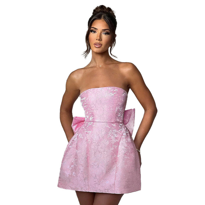 Damen Strapless Cocktailkleid mit voluminösem Rock Drune