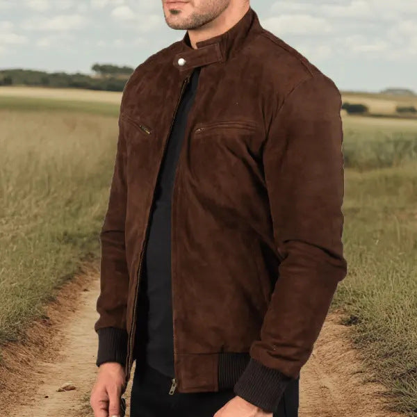 Herren Wildlederjacke im modernen Design mit praktischen Taschen Drune