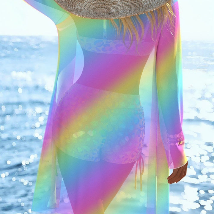 Damen Bikini-Set mit farbenfrohem Leopardenmuster und transparentem Cover-Up Drune