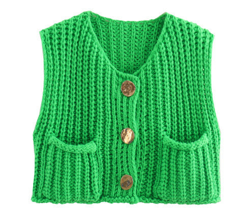 Damen Strickweste mit Taschen Drune