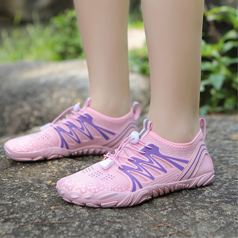 Damen leichte Wasserschuhe mit schnelltrocknendem Strickoberteil, elastischem Zugverschluss und rutschfester Profilsohle Drune