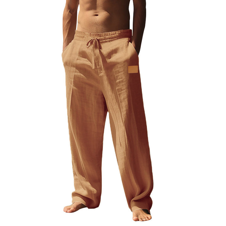 Herren nan extraweite Leinen-Relaxhose mit verstärktem Komfortbund, Kordelzug und tiefen Eingrifftaschen Drune