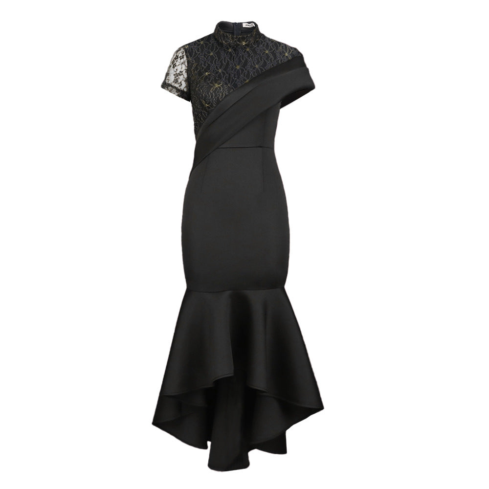Damen Elegantes Abendkleid mit Spitze und asymmetrischem Saum Drune