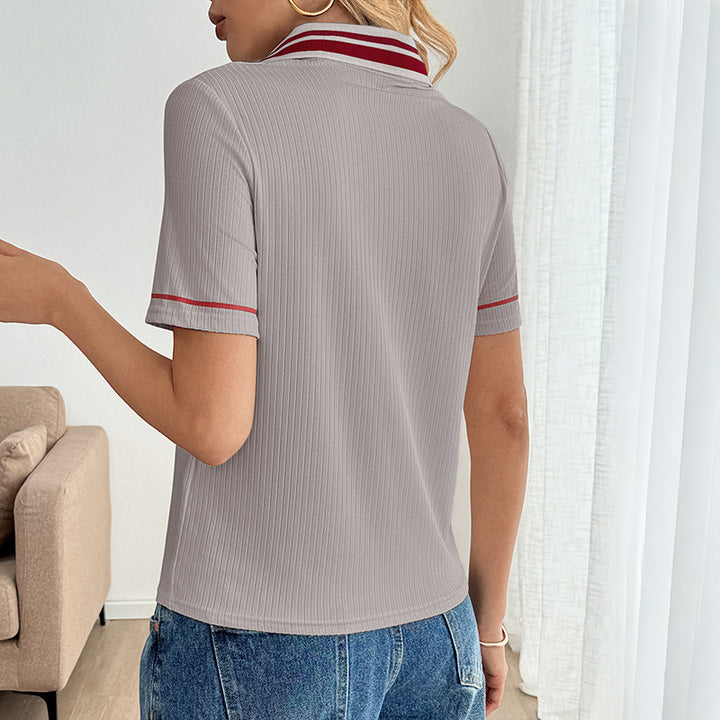 Damen Poloshirt mit eleganter Streifenbindung Drune