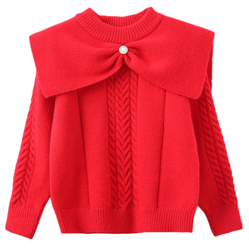 Damen Pullover mit trendigem Kragen und Zopfmuster Drune