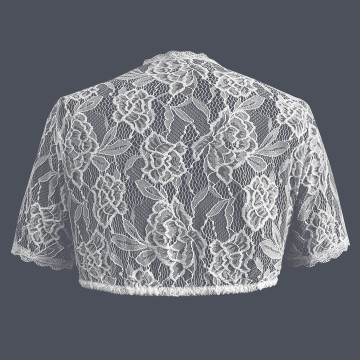 Damen nan Spitzenbolero mit hohem Kragen und kurzen Ärmeln Drune