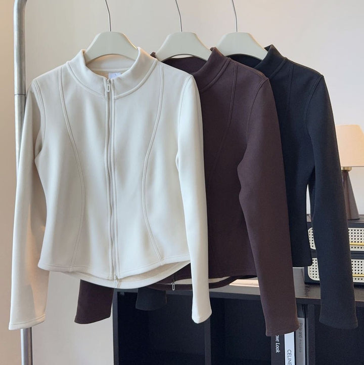 Damen Fleece-Jacke mit innovativem Stehkragen und sportlichem Schnitt Drune