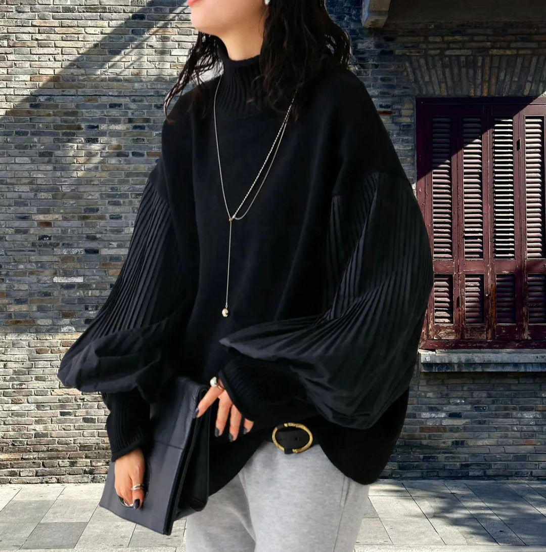 Damen Oversized Pullover mit strukturierten Puffärmeln Drune