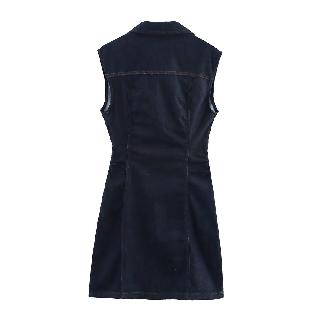 Damen Jeanskleid mit tailliertem Schnitt und praktischen Taschen Drune