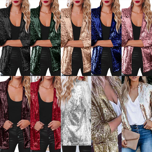 Damen eleganter Paillettenblazer mit schimmerndem Finish Drune