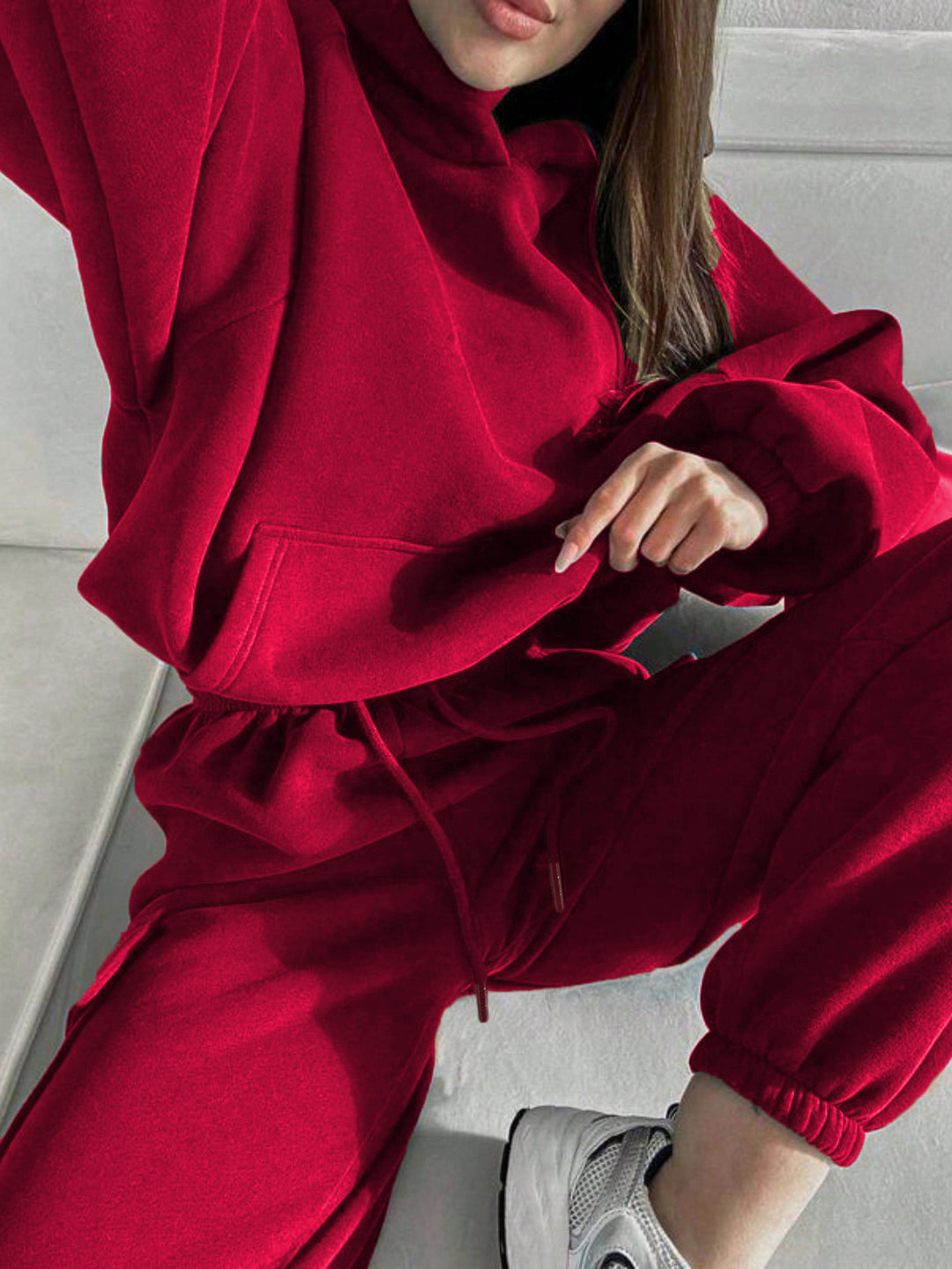 Damen nan oversized Kapuzenpullover-Set mit Cargo-Jogginghose Drune