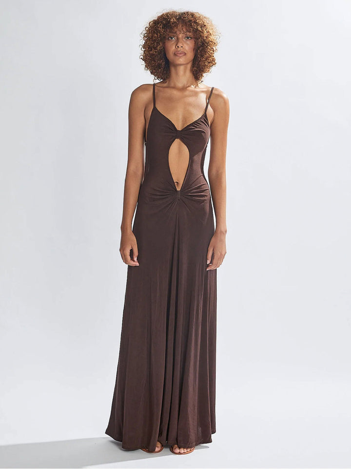 Damen Lange Maxikleid mit aufregendem Cut-Out-Design und weichem Stoff Drune