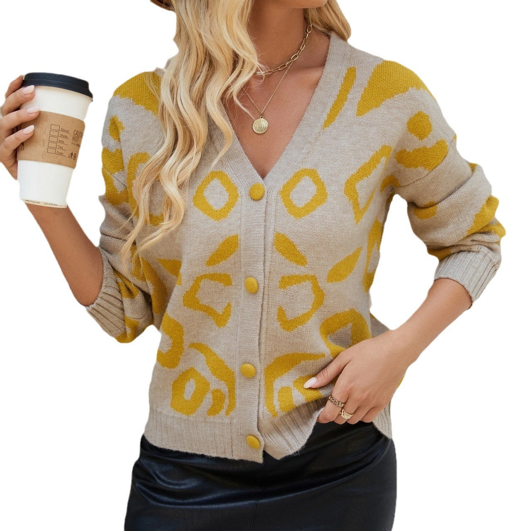 Damen Gemusterte Strickjacke mit bunten Details Drune