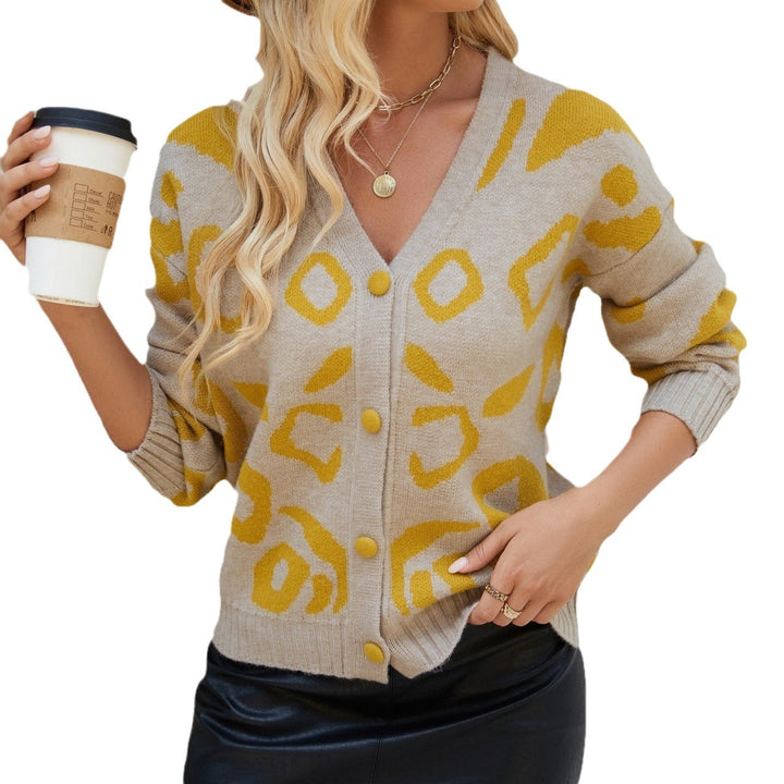 Damen Gemusterte Strickjacke mit bunten Details Drune