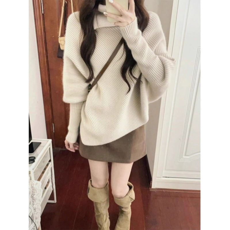 Damen Oversized Pullover mit asymmetrischem Saum Drune