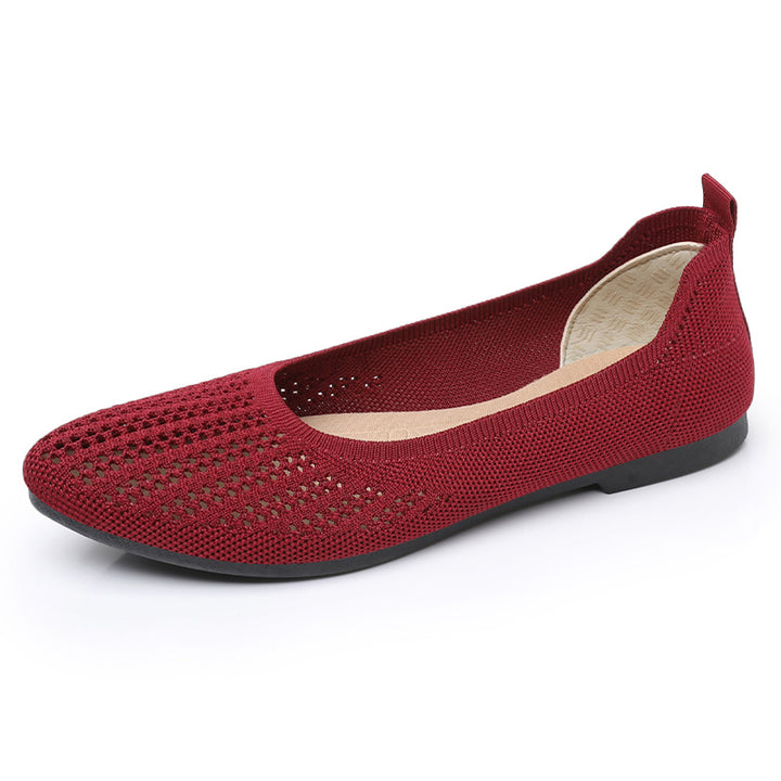 Damen nan atmungsaktive gestrickte Ballerina-Slipper mit perforiertem Obermaterial und orthopädischem Memory-Fußbett Drune
