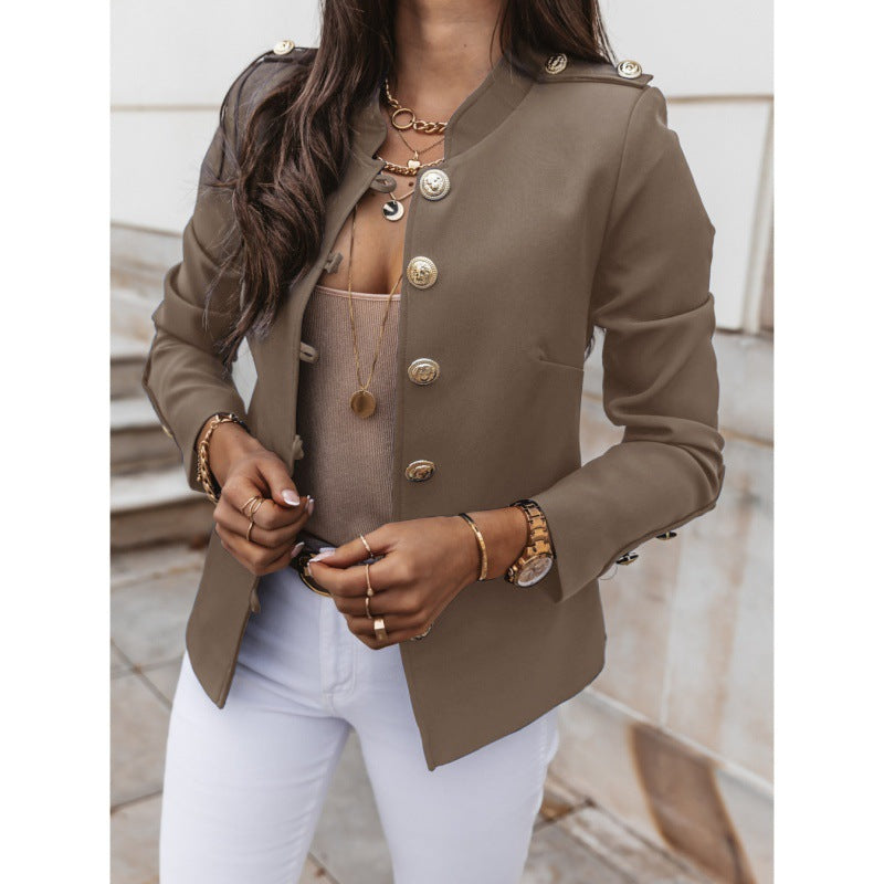 Damen modischer Blazer mit knopfverzierten Details Drune