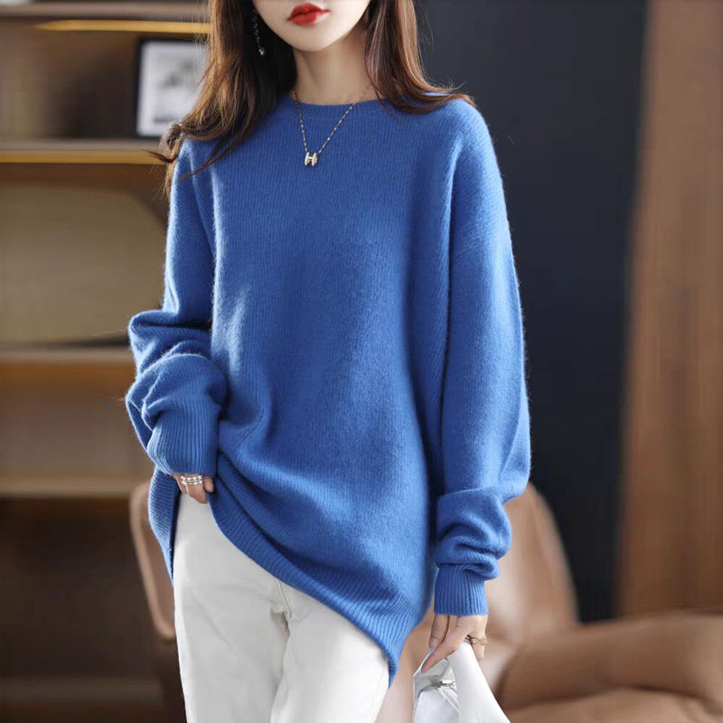 Damen Langer Strickpullover mit lässigem Schnitt Drune