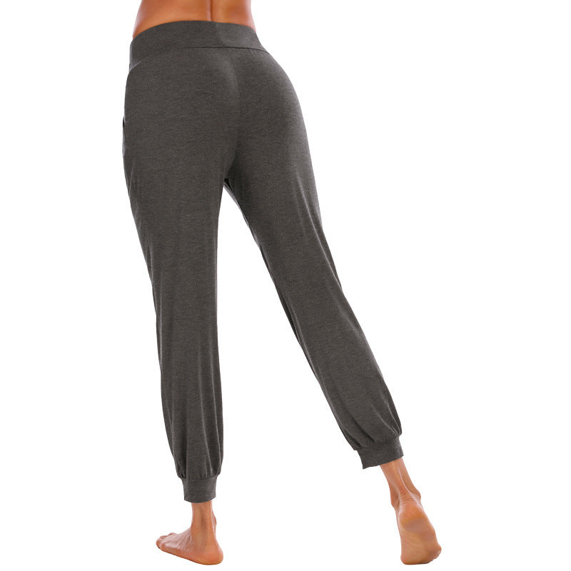 Damen Bequeme Freizeithose mit hohem Bund und Seitentaschen Drune