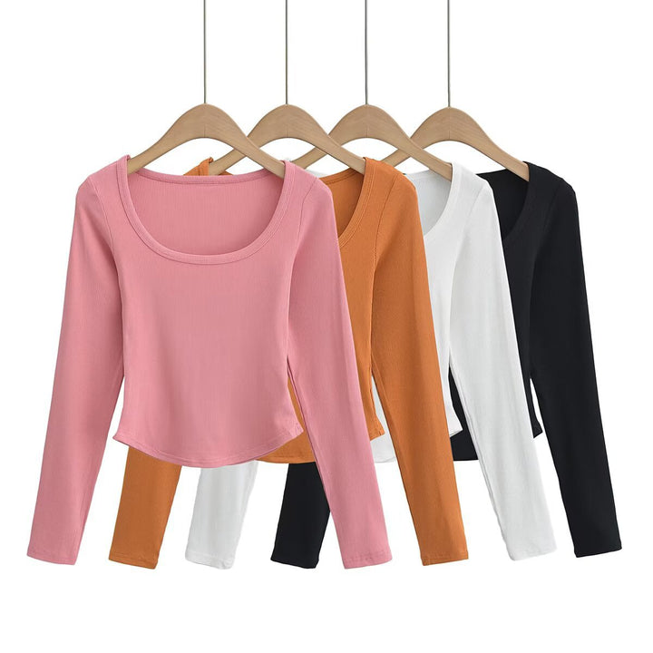 Damen Langarmshirt mit elegantem Rundhalsausschnitt und feiner Rippstruktur Drune