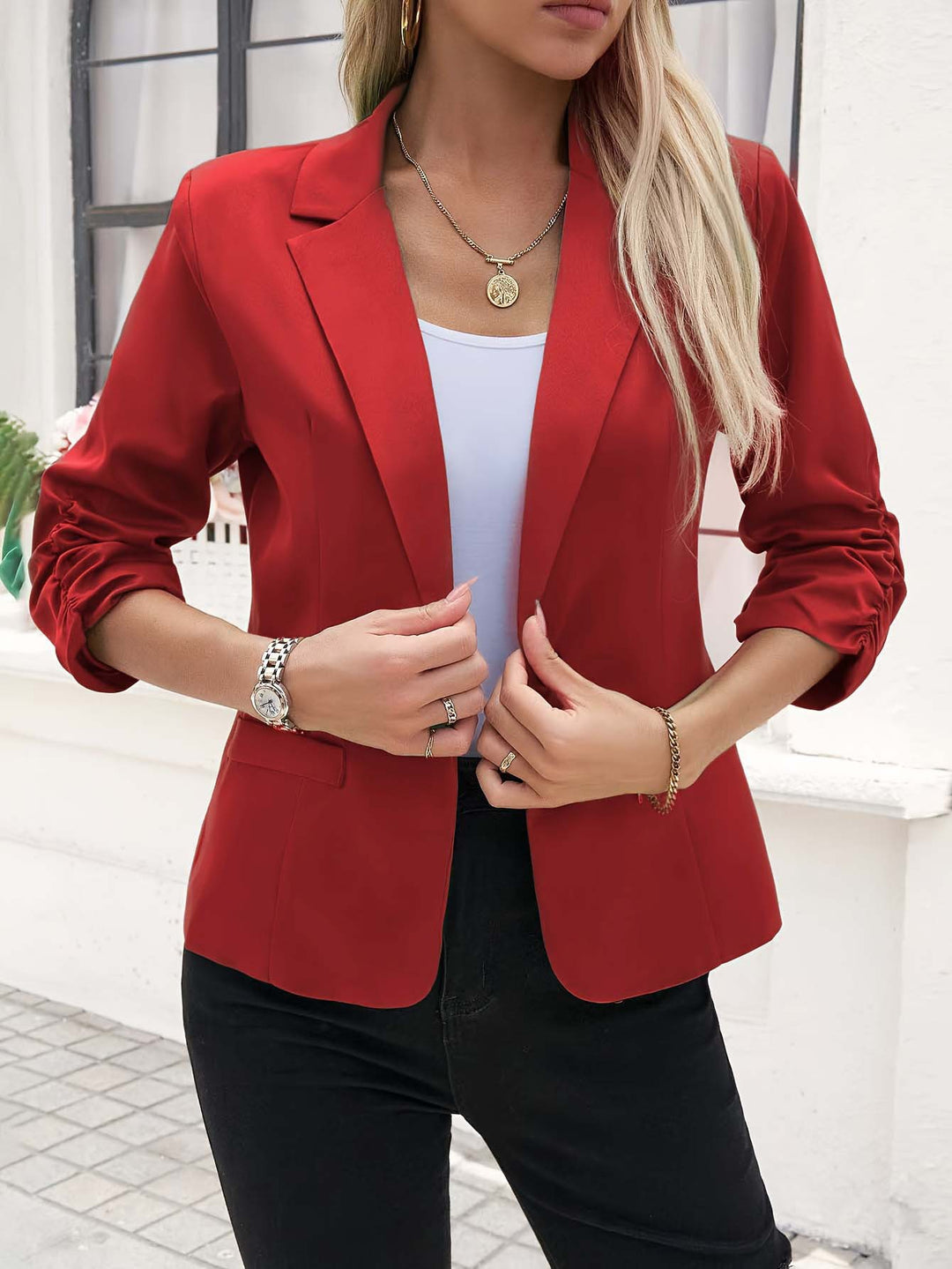 Damen Blazer im eleganten Stil mit raffinierten Puffärmeln Drune