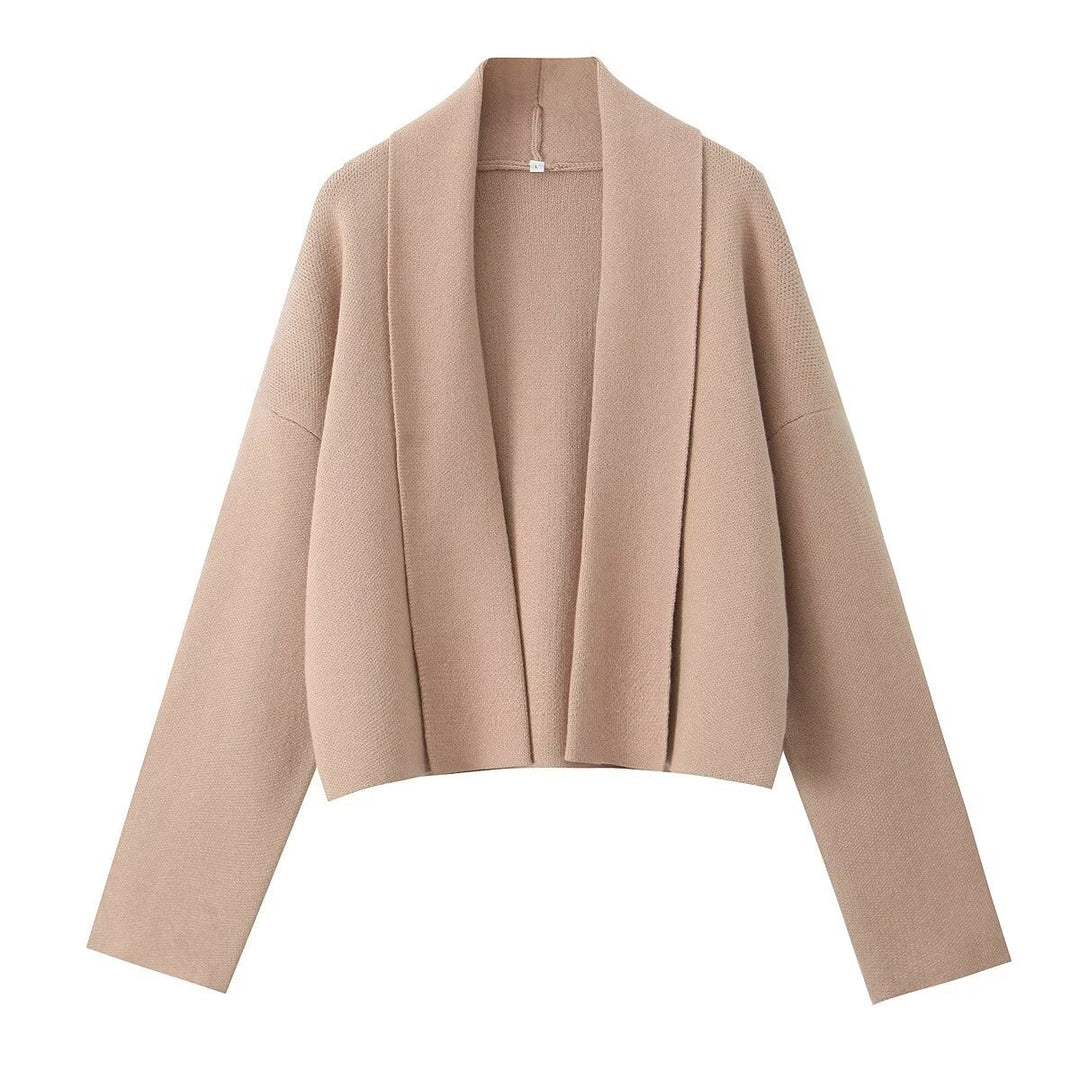 Damen lässige Strickjacke mit offenem Design und V-Ausschnitt Drune
