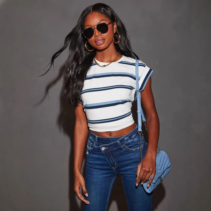 Damen Flared Jeans mit fransendem Saum und lässigem Destroyed-Effekt Drune