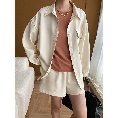 Damen lässiges Overshirt mit einstellbarem Bund und praktischen Taschen Drune