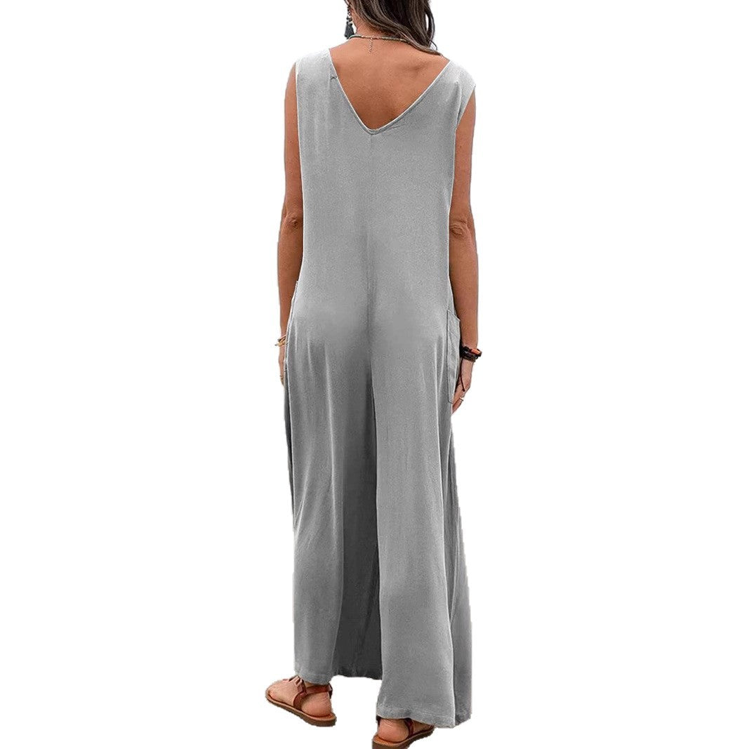 Damen lässiger Jumpsuit mit weitem Schnitt und praktischen Taschen Drune